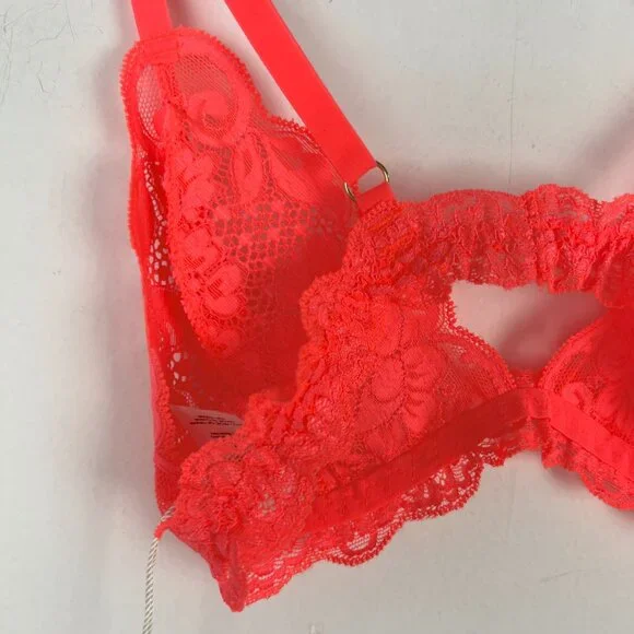 NWT We are HAH x Free People Chi Bralittle Lace Bra Fried Salmon Size Small S - Picture 8 of 9